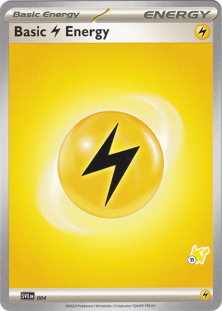 Basic Lightning Energy (004) (Pikachu Stamp #11) [Battle Academy 2024] | Kessel Run Games Inc. 