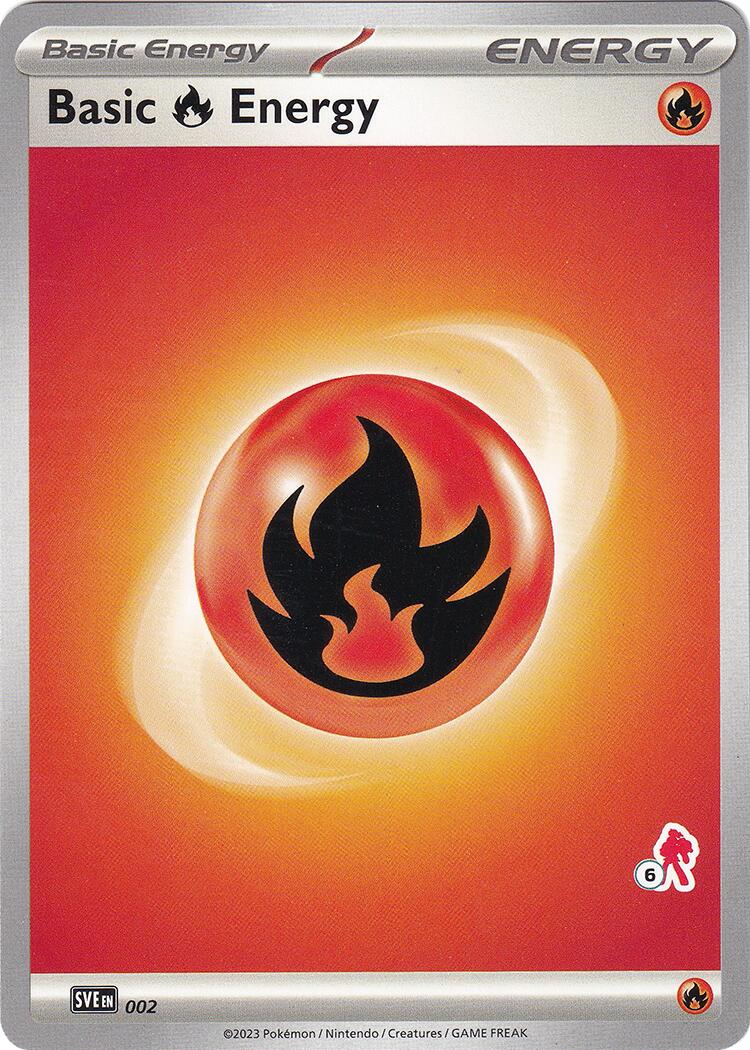Basic Fire Energy (002) (Armarouge Stamp #6) [Battle Academy 2024] | Kessel Run Games Inc. 