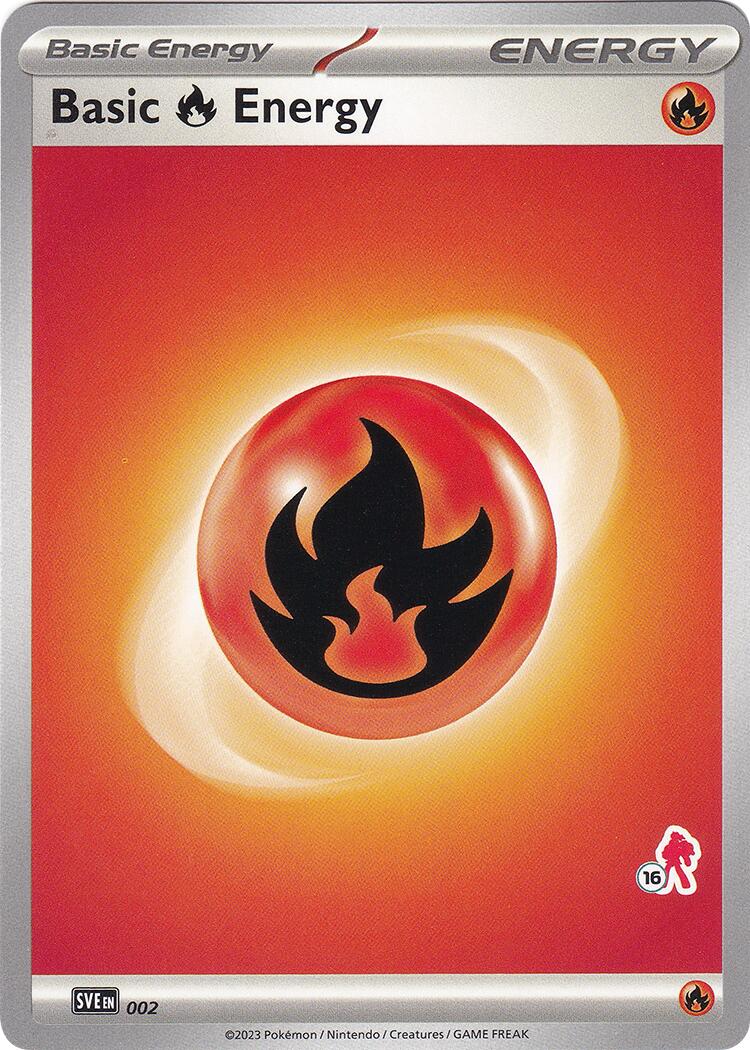 Basic Fire Energy (002) (Armarouge Stamp #16) [Battle Academy 2024] | Kessel Run Games Inc. 