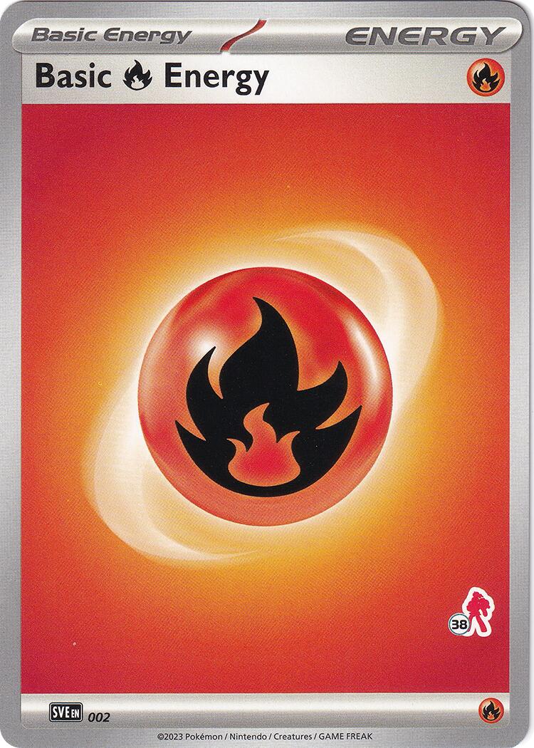 Basic Fire Energy (002) (Armarouge Stamp #38) [Battle Academy 2024] | Kessel Run Games Inc. 