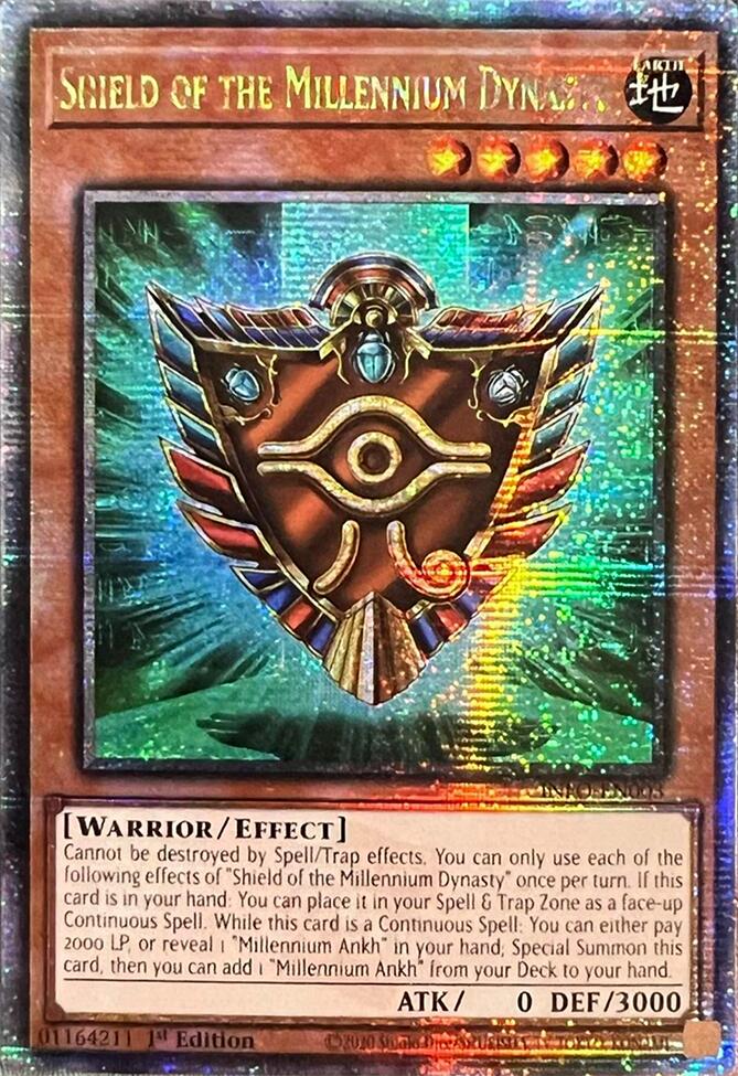 Shield of the Millennium Dynasty (Quarter Century Secret Rare) [INFO-EN003] Quarter Century Secret Rare | Kessel Run Games Inc. 