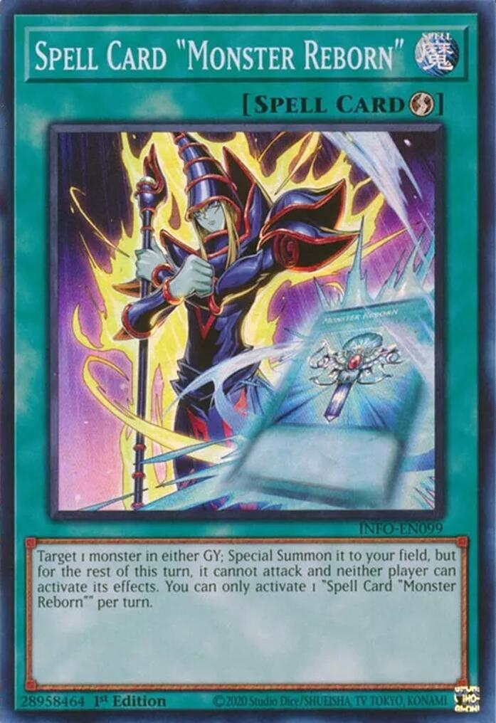 Spell Card "Monster Reborn" [INFO-EN099] Super Rare | Kessel Run Games Inc. 