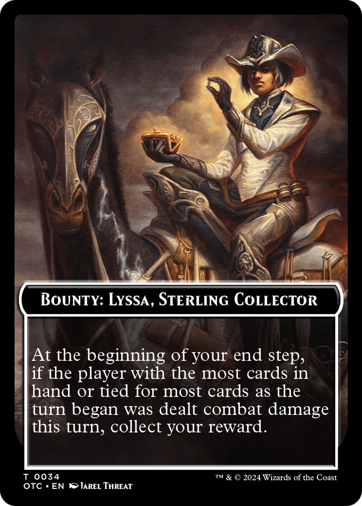 Bounty: Lyssa, Sterling Collector // Bounty Rules Double-Sided Token [Outlaws of Thunder Junction Commander Tokens] | Kessel Run Games Inc. 