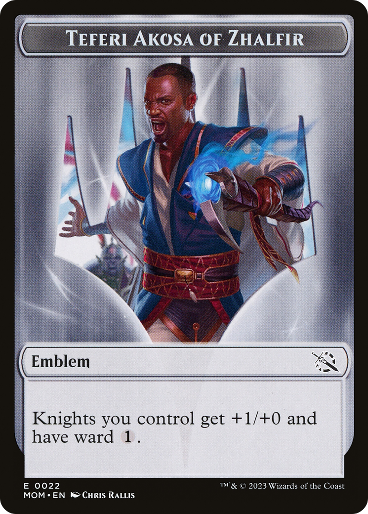 Treasure (20) // Teferi Akosa of Zhalfir Emblem Double-Sided Token [March of the Machine Tokens] | Kessel Run Games Inc. 