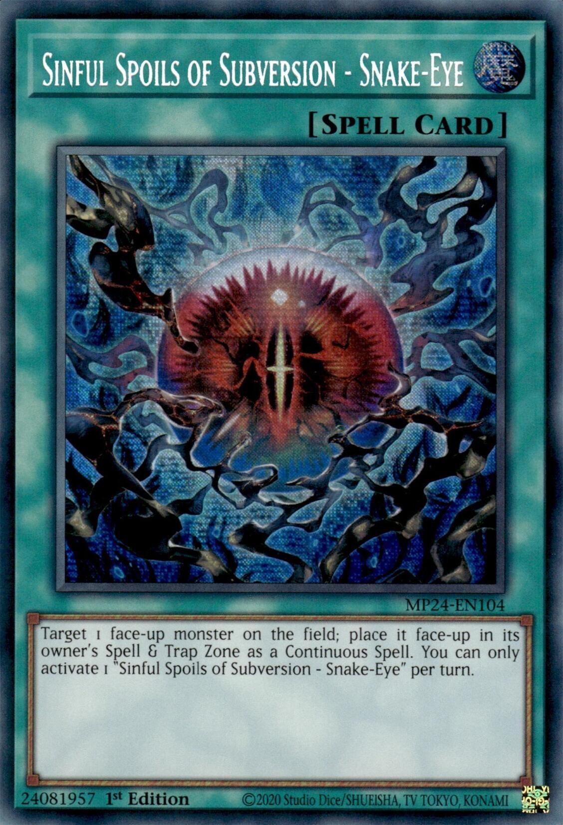 Sinful Spoils of Subversion - Snake-Eye [MP24-EN104] Prismatic Secret Rare | Kessel Run Games Inc. 