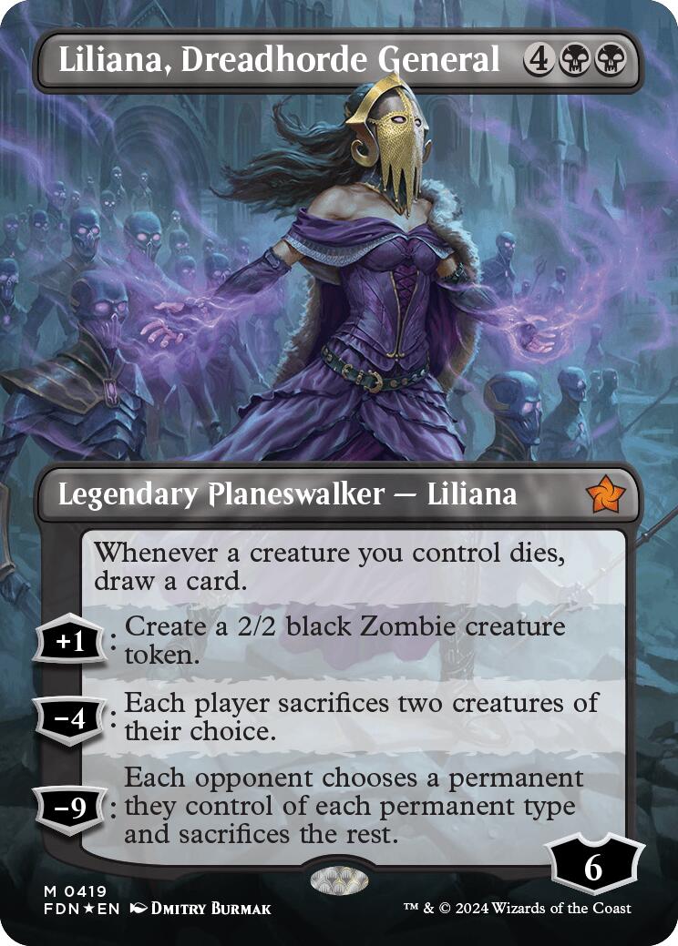 Liliana, Dreadhorde General (Borderless) (Mana Foil) [Foundations] | Kessel Run Games Inc. 