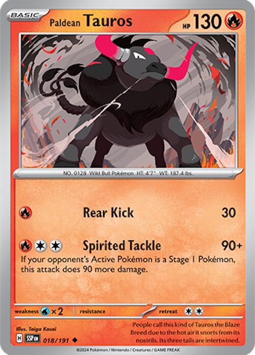 Paldean Tauros (018/191) [Scarlet & Violet: Surging Sparks] | Kessel Run Games Inc. 