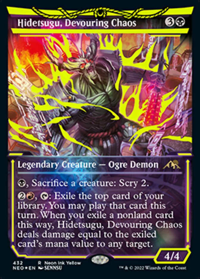 Hidetsugu, Devouring Chaos (Neon Ink Yellow) [Kamigawa: Neon Dynasty] | Kessel Run Games Inc. 