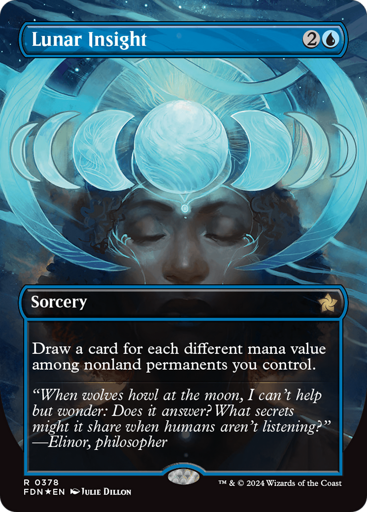 Lunar Insight (Borderless) (Mana Foil) [Foundations] | Kessel Run Games Inc. 