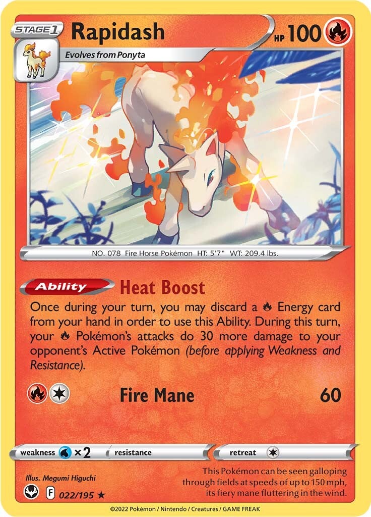 Rapidash (022/195) (Theme Deck Exclusive) [Sword & Shield: Silver Tempest] | Kessel Run Games Inc. 