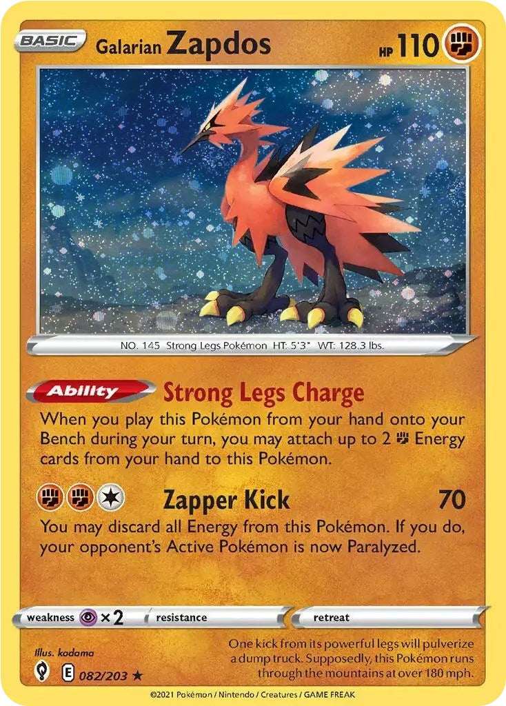 Galarian Zapdos (082/203) (Cosmos Holo) [Sword & Shield: Evolving Skies] | Kessel Run Games Inc. 