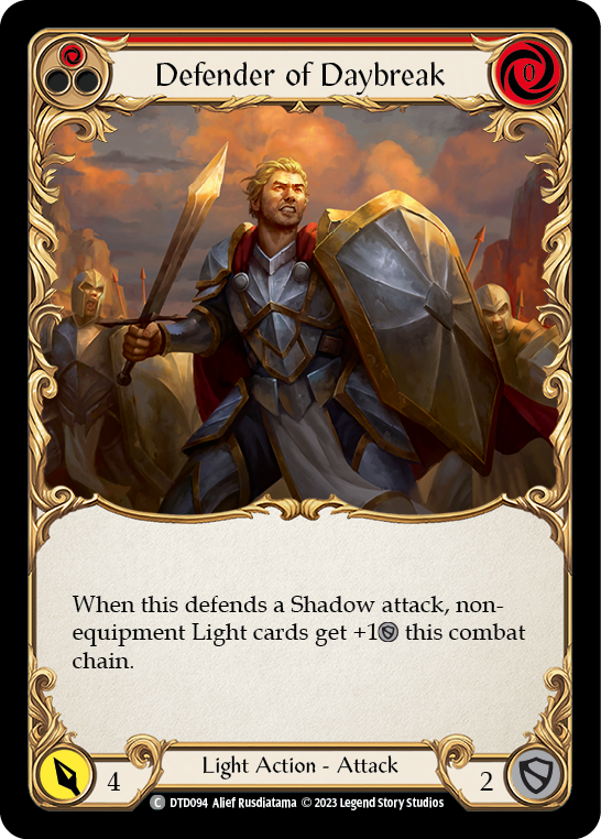 Defender of Daybreak (Red) [DTD094] (Dusk Till Dawn)  Rainbow Foil | Kessel Run Games Inc. 