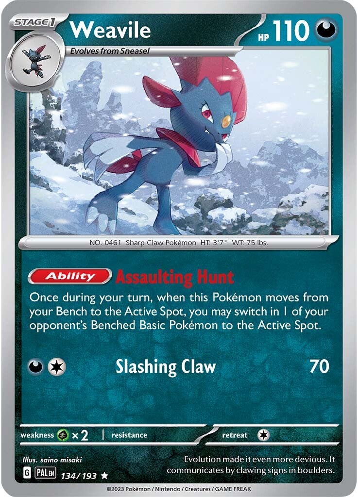 Weavile (134/193) [Scarlet & Violet: Paldea Evolved] | Kessel Run Games Inc. 