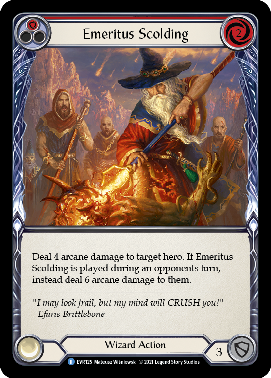 Emeritus Scolding (Red) [EVR125] (Everfest)  1st Edition Normal | Kessel Run Games Inc. 