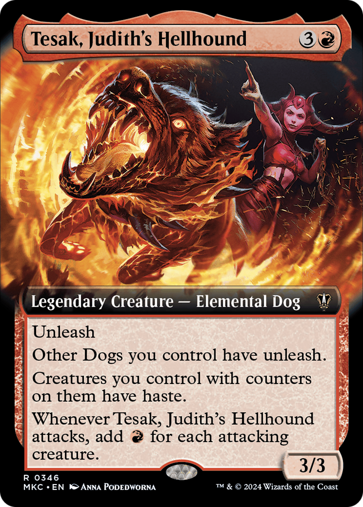 Tesak, Judith's Hellhound (Extended Art) [Murders at Karlov Manor Commander] | Kessel Run Games Inc. 
