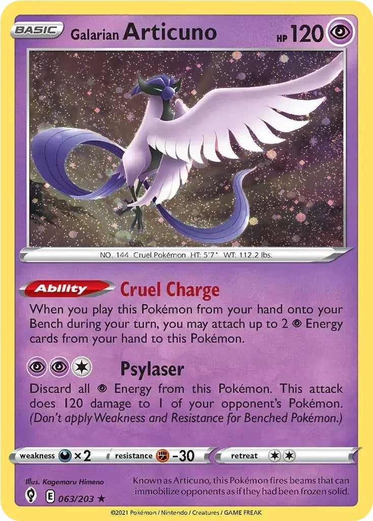 Galarian Articuno (063/203) (Cosmos Holo) [Sword & Shield: Evolving Skies] | Kessel Run Games Inc. 