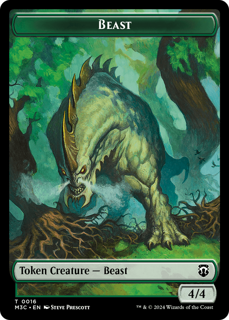 Elephant (Ripple Foil) // Beast (0016) Double-Sided Token [Modern Horizons 3 Commander Tokens] | Kessel Run Games Inc. 