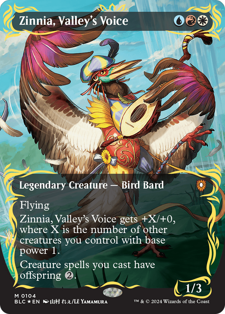 Zinnia, Valley's Voice (Borderless) (Raised Foil) [Bloomburrow Commander] | Kessel Run Games Inc. 