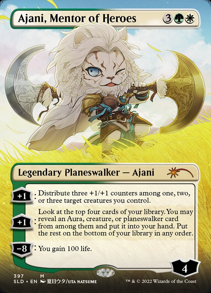 Ajani, Mentor of Heroes (Borderless) [Secret Lair Drop Series] | Kessel Run Games Inc. 