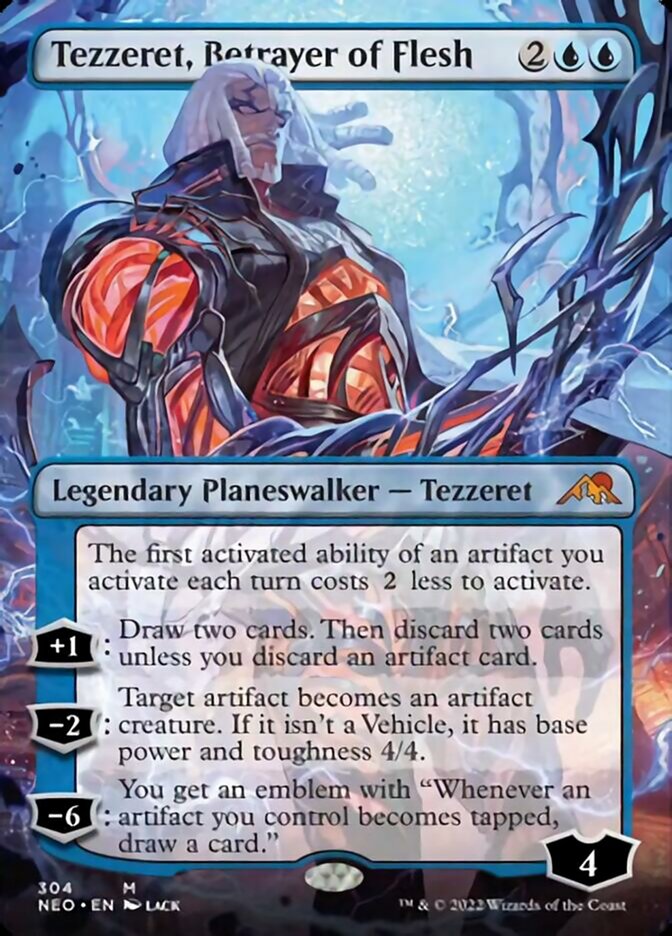 Tezzeret, Betrayer of Flesh (Borderless) [Kamigawa: Neon Dynasty] | Kessel Run Games Inc. 