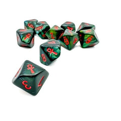 Chessex Scarab Ankh: 10D10 Jade / Red | Kessel Run Games Inc. 