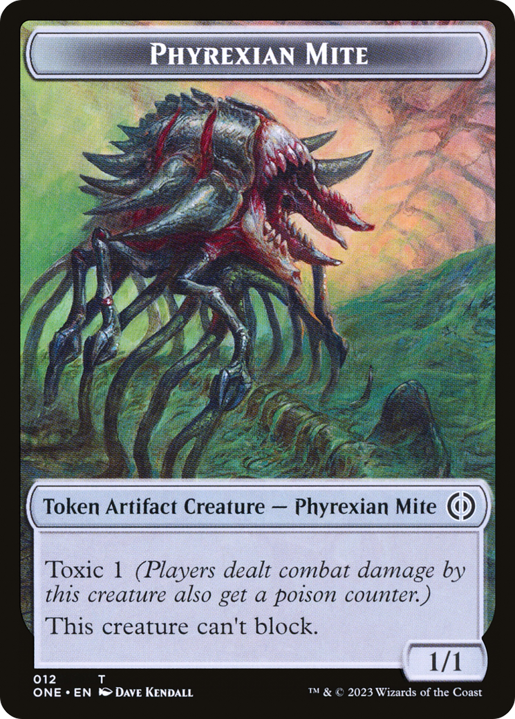 Phyrexian Mite Token (012) // Phyrexian Golem Double-Sided Token [Phyrexia: All Will Be One Tokens] | Kessel Run Games Inc. 