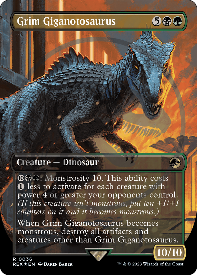 Grim Giganotosaurus (Emblem) (Borderless) [Jurassic World Collection Tokens] | Kessel Run Games Inc. 