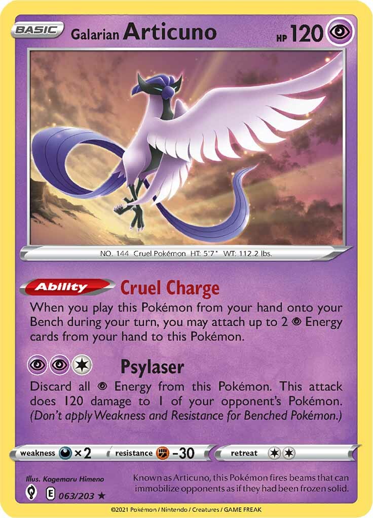 Galarian Articuno (063/203) (Theme Deck Exclusive) [Sword & Shield: Evolving Skies] | Kessel Run Games Inc. 