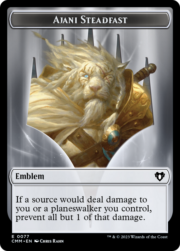 Ajani Steadfast Emblem // Wizard Double-Sided Token [Commander Masters Tokens] | Kessel Run Games Inc. 