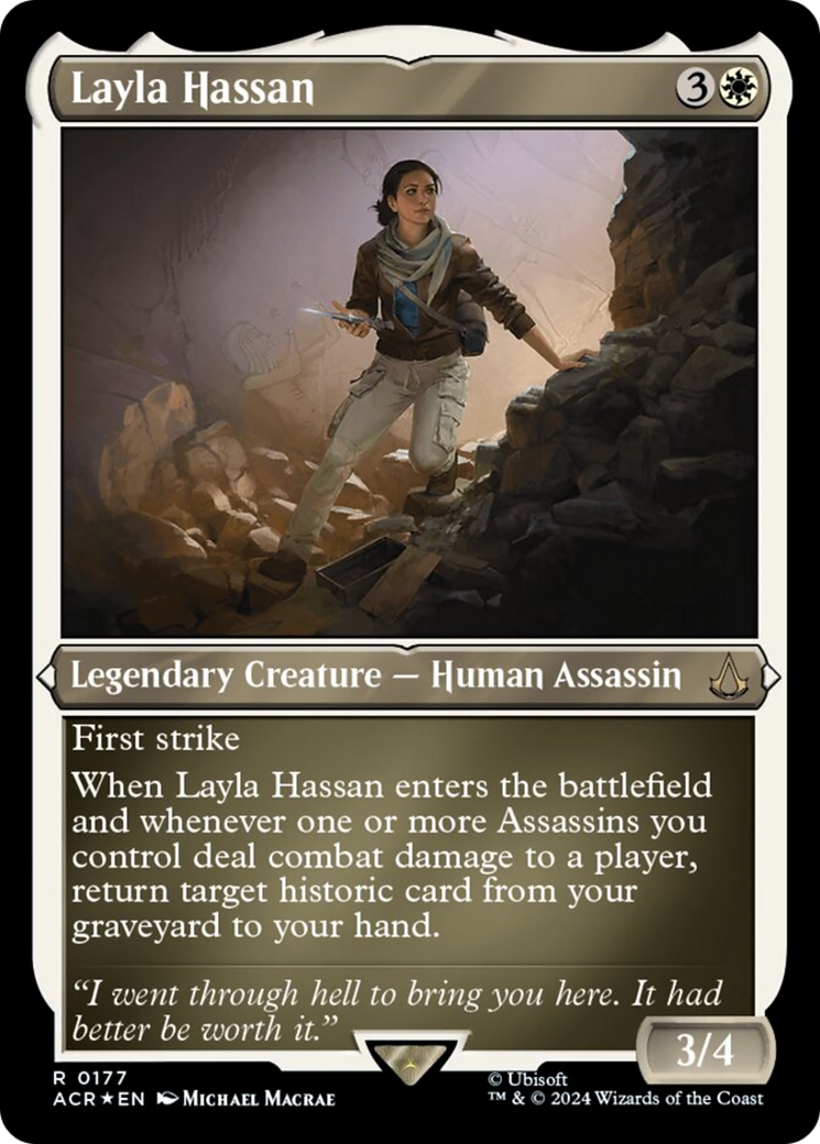 Layla Hassan (Foil Etched) [Assassin's Creed] | Kessel Run Games Inc. 