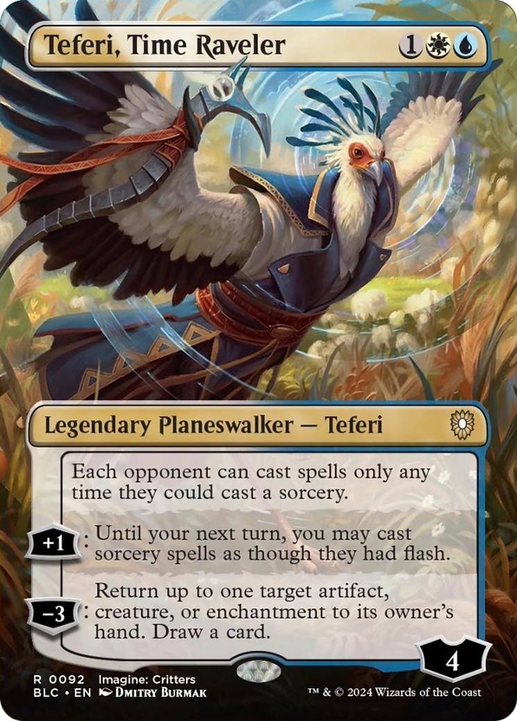 Teferi, Time Raveler (Borderless) [Bloomburrow Commander] | Kessel Run Games Inc. 