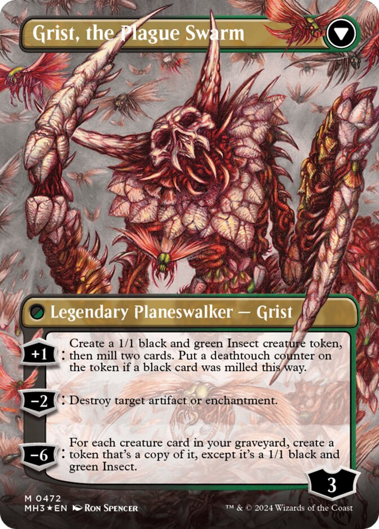 Grist, Voracious Larva // Grist, the Plague Swarm (Borderless) (Textured Foil) [Modern Horizons 3] | Kessel Run Games Inc. 