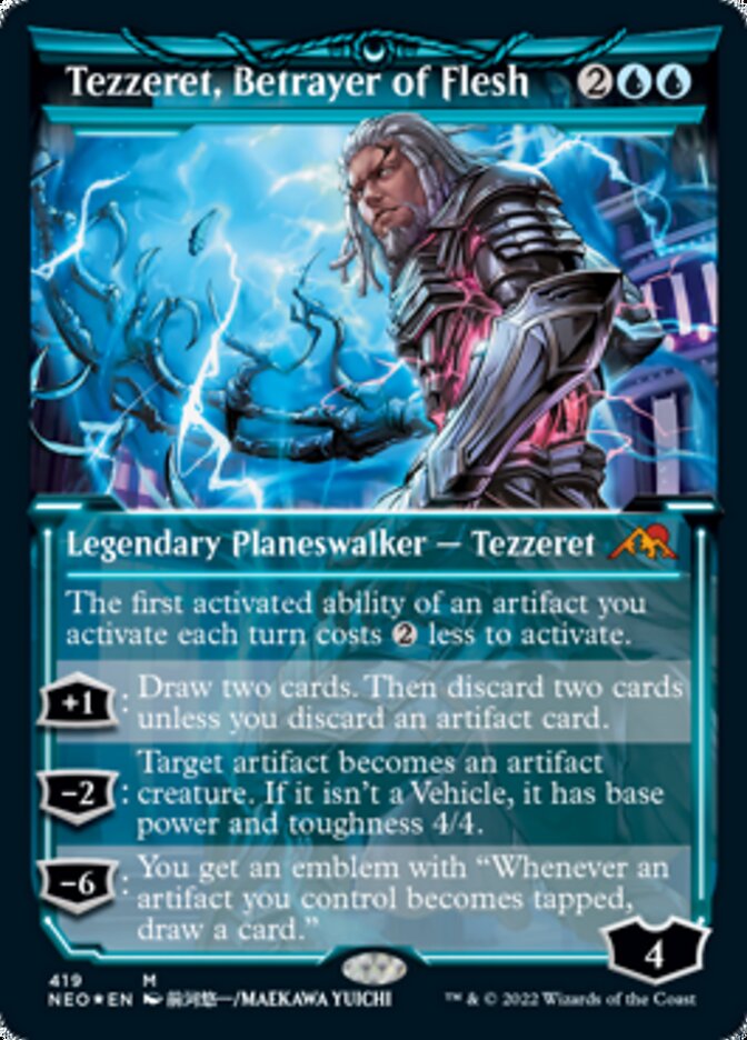 Tezzeret, Betrayer of Flesh (Showcase) (Foil Etched) [Kamigawa: Neon Dynasty] | Kessel Run Games Inc. 