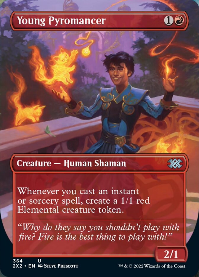 Young Pyromancer (Borderless Alternate Art) [Double Masters 2022] | Kessel Run Games Inc. 