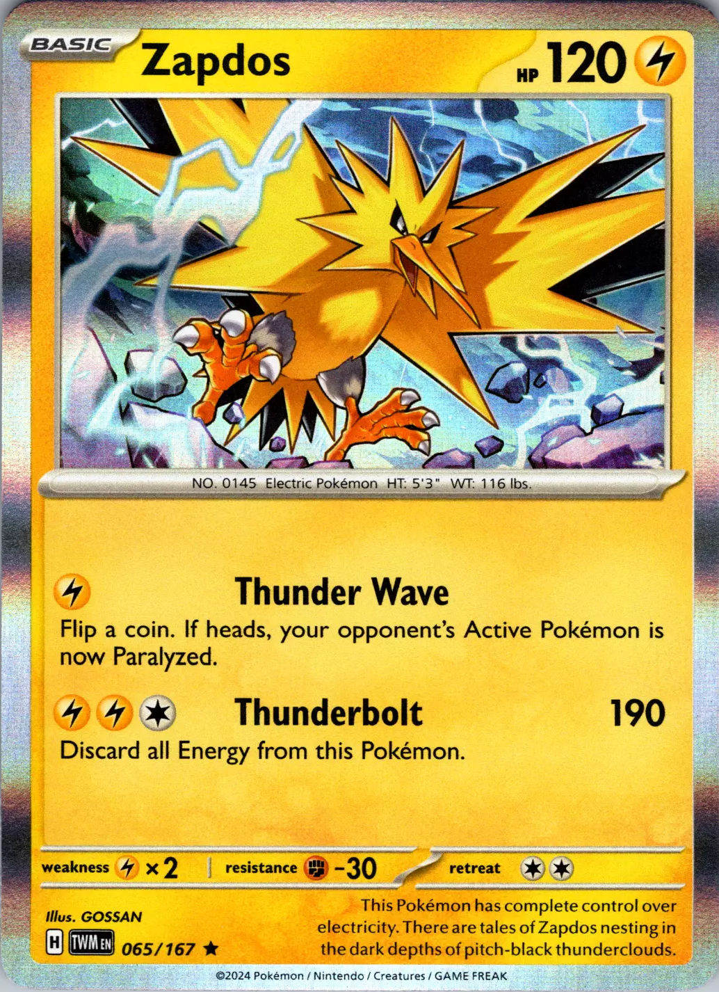 Zapdos (065/167) [Scarlet & Violet: Twilight Masquerade] | Kessel Run Games Inc. 