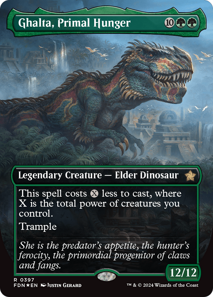 Ghalta, Primal Hunger (Borderless) (Mana Foil) [Foundations] | Kessel Run Games Inc. 