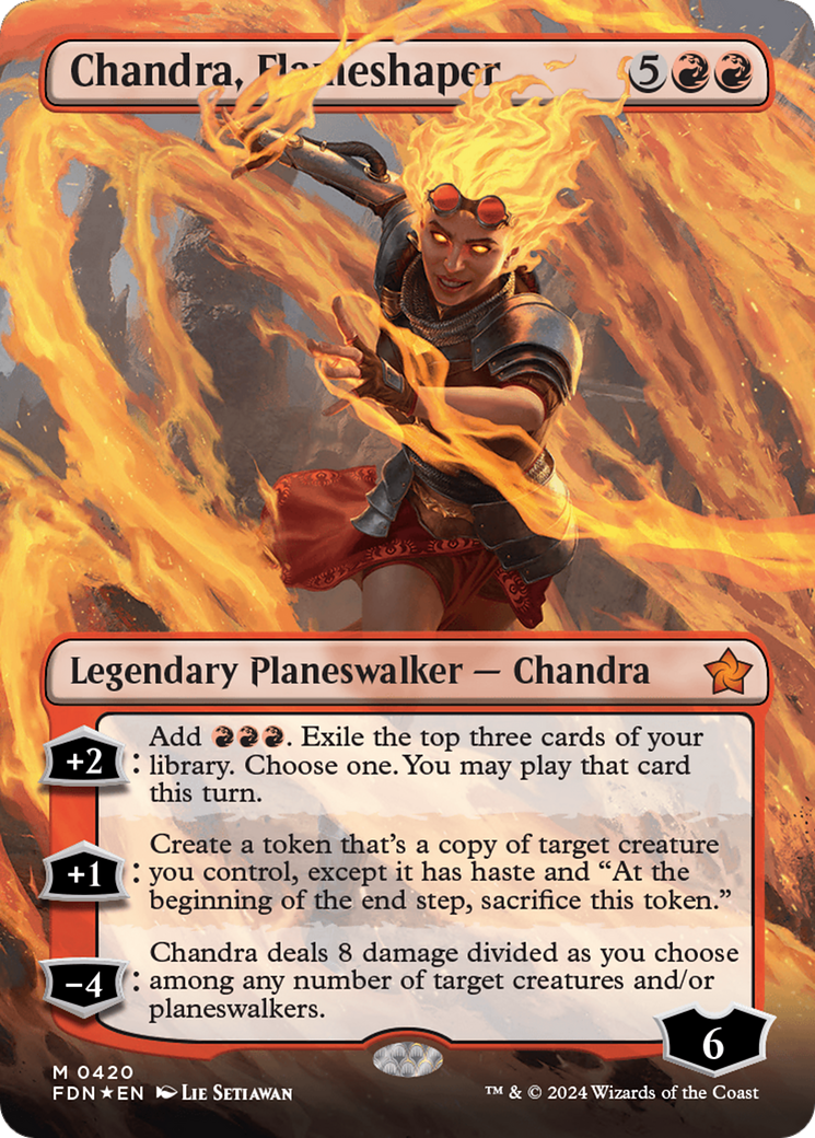 Chandra, Flameshaper (Borderless) (Mana Foil) [Foundations] | Kessel Run Games Inc. 