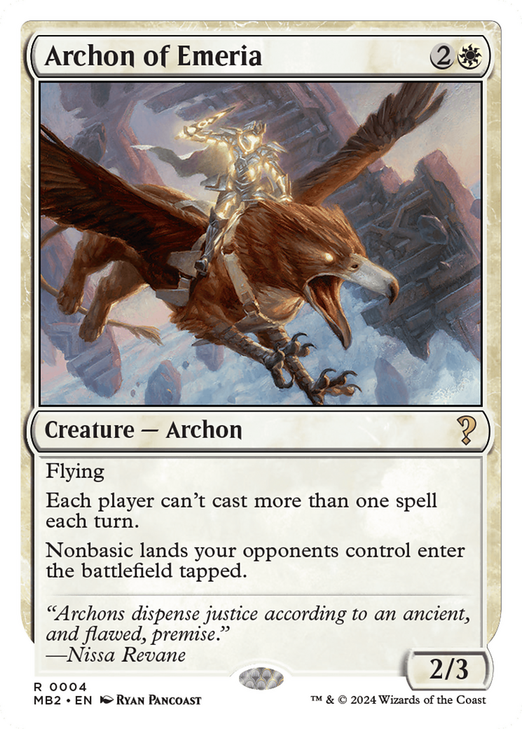 Archon of Emeria (White Border) [Mystery Booster 2] | Kessel Run Games Inc. 