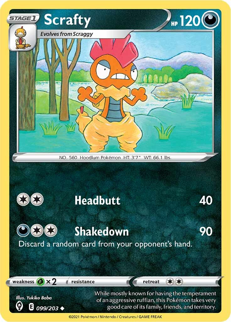 Scrafty (099/203) [Sword & Shield: Evolving Skies] | Kessel Run Games Inc. 