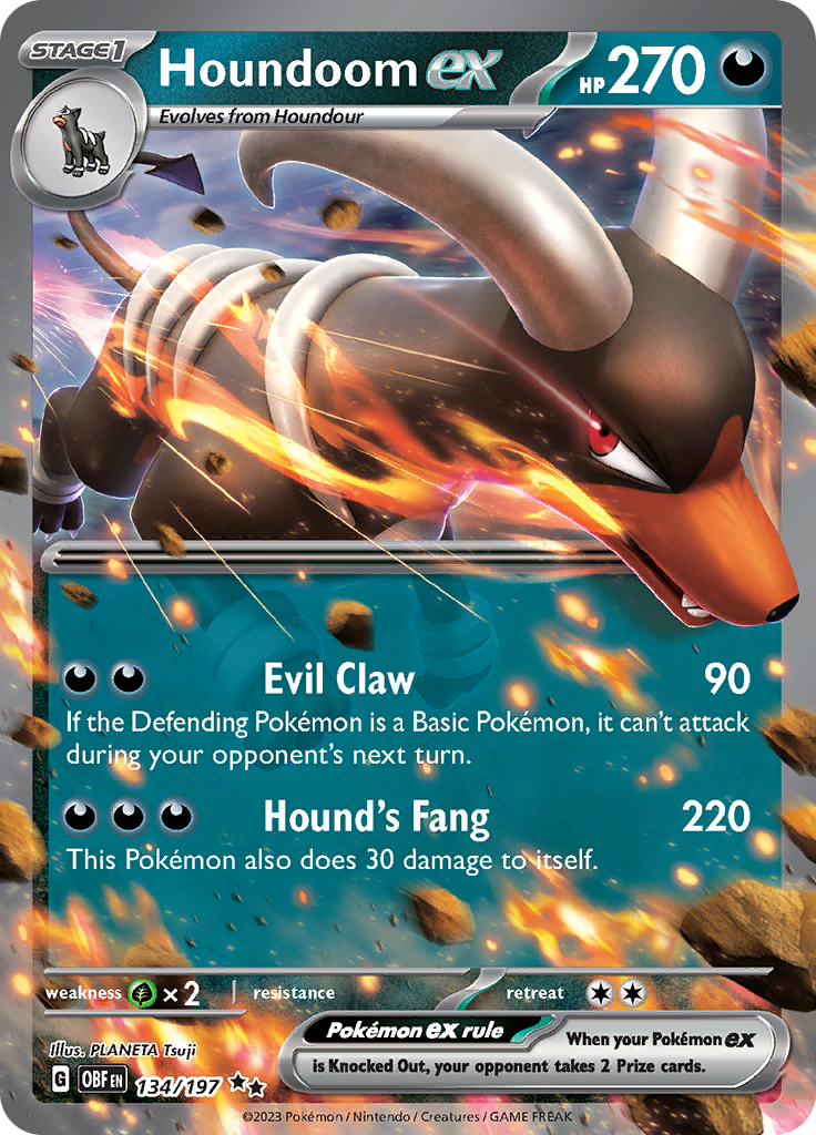 Houndoom ex (134/197) [Scarlet & Violet: Obsidian Flames] | Kessel Run Games Inc. 