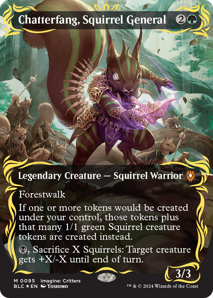 Chatterfang, Squirrel General (Borderless) (Raised Foil) [Bloomburrow Commander] | Kessel Run Games Inc. 