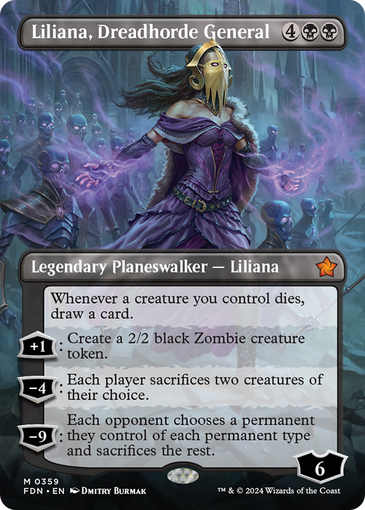 Liliana, Dreadhorde General (Borderless) [Foundations] | Kessel Run Games Inc. 