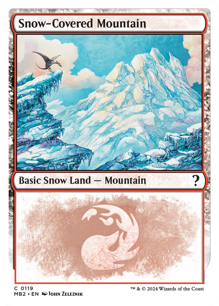 Snow-Covered Mountain (White Border) [Mystery Booster 2] | Kessel Run Games Inc. 