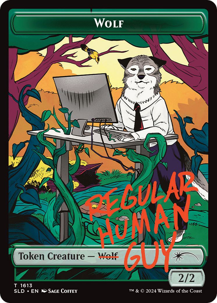 Wolf Token (Rainbow Foil) [Secret Lair: Angels Tokens] | Kessel Run Games Inc. 