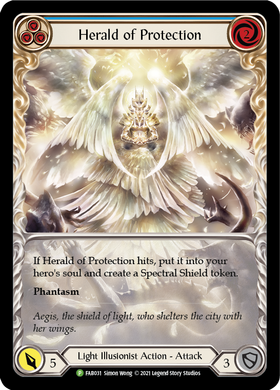 Herald of Protection (Blue Extended Art) [FAB031] (Promo)  Rainbow Foil | Kessel Run Games Inc. 
