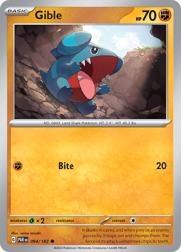 Gible (094/182) [Scarlet & Violet: Paradox Rift] | Kessel Run Games Inc. 