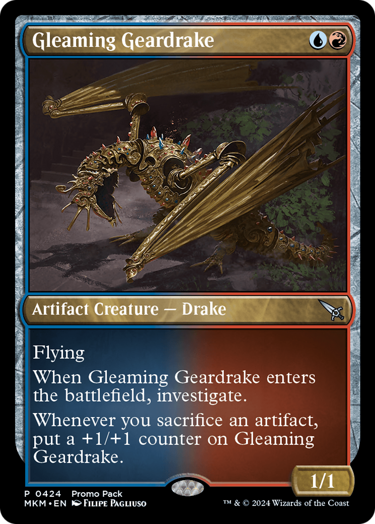 Gleaming Geardrake (Promo Pack) [Murders at Karlov Manor Promos] | Kessel Run Games Inc. 