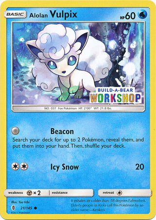 Alolan Vulpix (21/145) (Build A Bear Workshop Exclusive) [Sun & Moon: Guardians Rising] | Kessel Run Games Inc. 