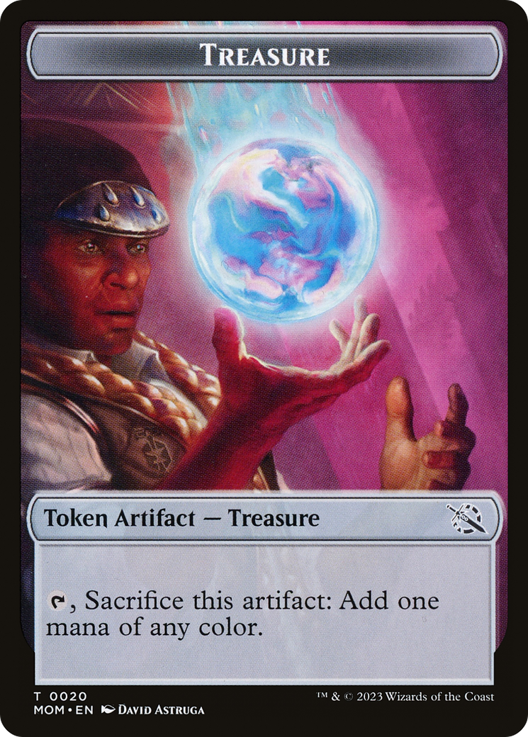 Treasure (20) // Teferi Akosa of Zhalfir Emblem Double-Sided Token [March of the Machine Tokens] | Kessel Run Games Inc. 