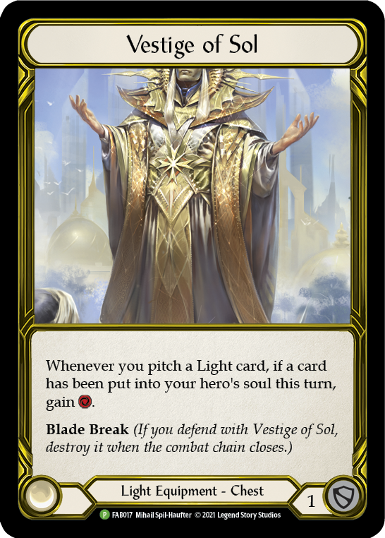 Vestige of Sol (Golden) [FAB017] (Promo)  Cold Foil | Kessel Run Games Inc. 